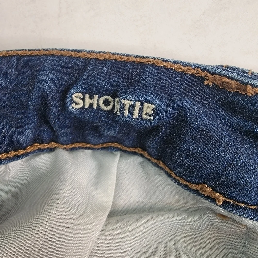 American Eagle Denim Shorts Sz 8 Shortie Dark Wash Super Stretch